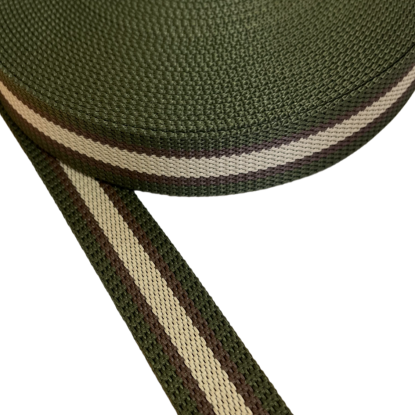 Belt Synthetic Belt Hard Khaki with Brown and Beige Stripe 30 mm Thickness 2.5 mm